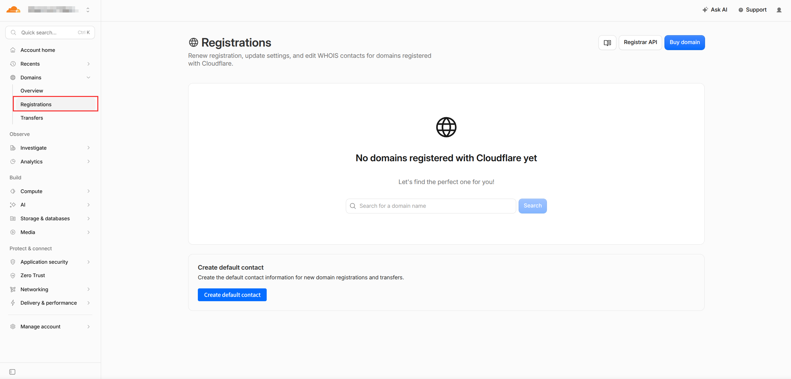 Cloudflare domain registration
