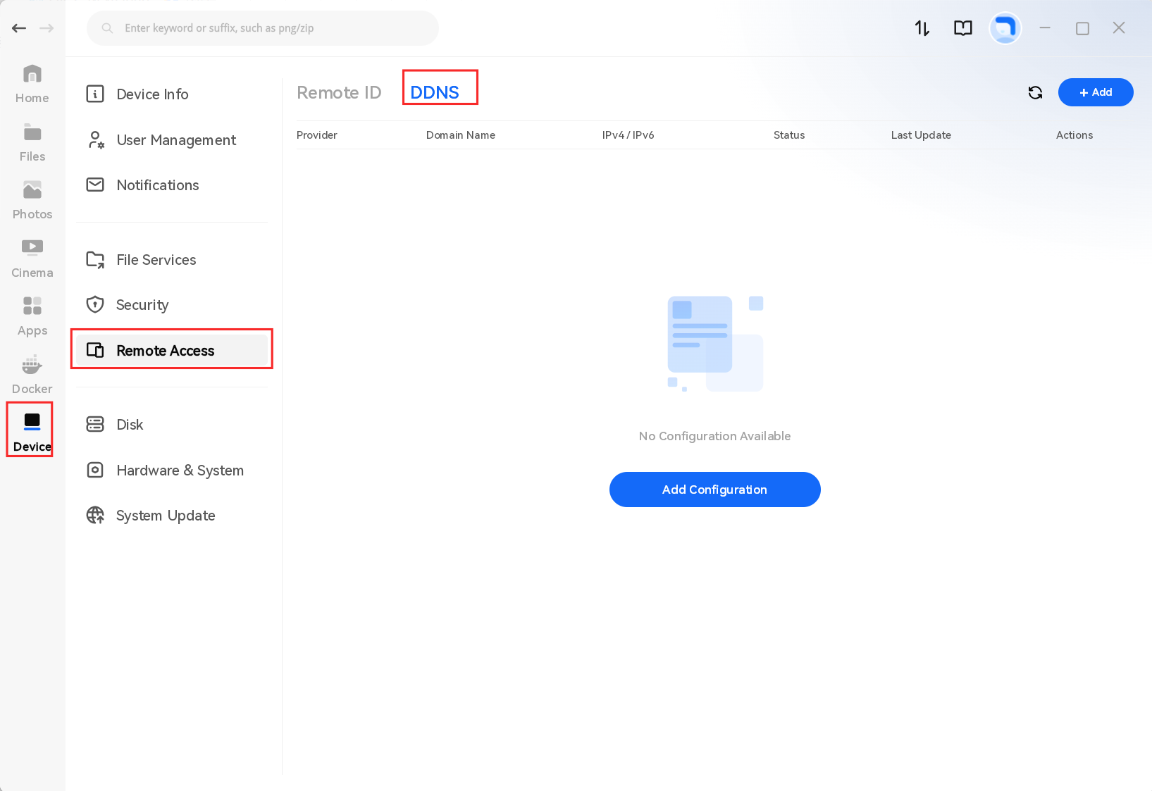 Add a DDNS configuration